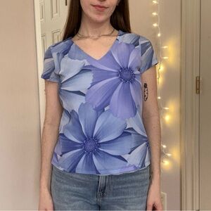 Vintage Floral Mesh Top